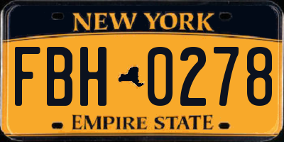 NY license plate FBH0278