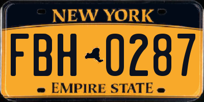 NY license plate FBH0287
