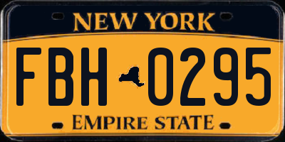 NY license plate FBH0295