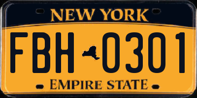 NY license plate FBH0301