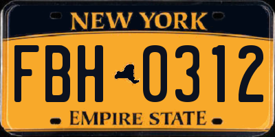 NY license plate FBH0312
