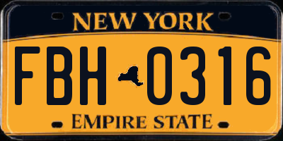NY license plate FBH0316