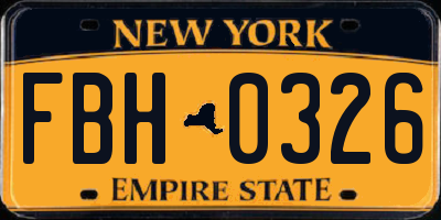 NY license plate FBH0326