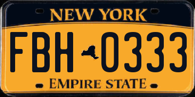 NY license plate FBH0333