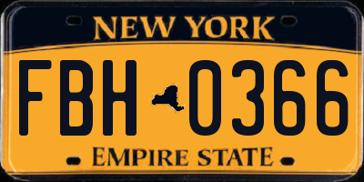 NY license plate FBH0366