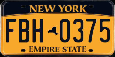 NY license plate FBH0375