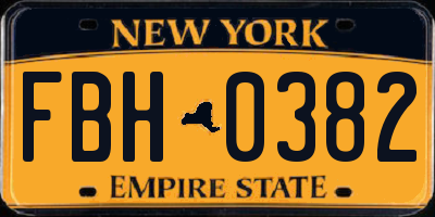 NY license plate FBH0382