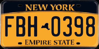 NY license plate FBH0398
