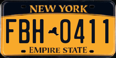 NY license plate FBH0411