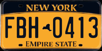 NY license plate FBH0413