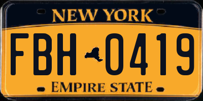 NY license plate FBH0419