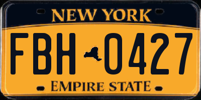 NY license plate FBH0427