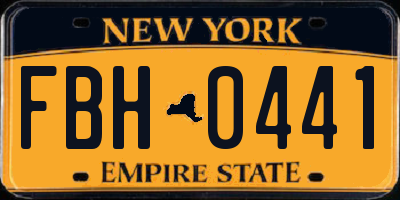 NY license plate FBH0441