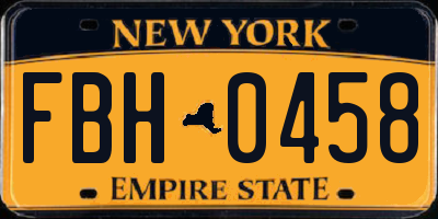 NY license plate FBH0458