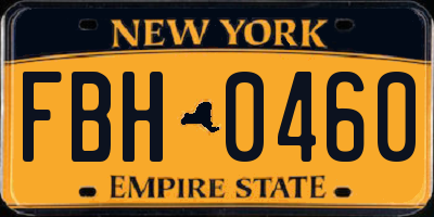 NY license plate FBH0460