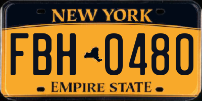 NY license plate FBH0480