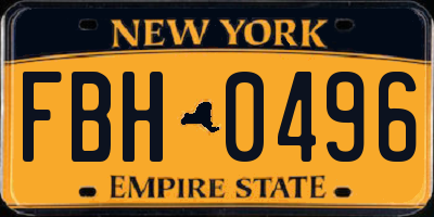 NY license plate FBH0496