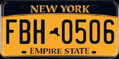 NY license plate FBH0506