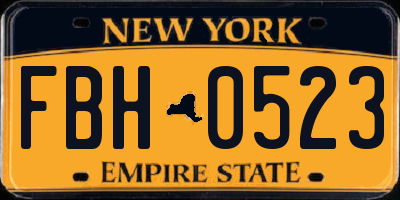 NY license plate FBH0523