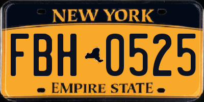 NY license plate FBH0525