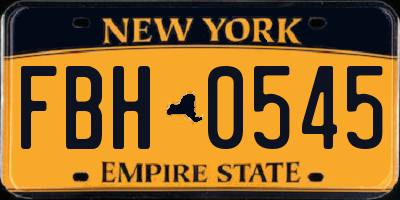 NY license plate FBH0545