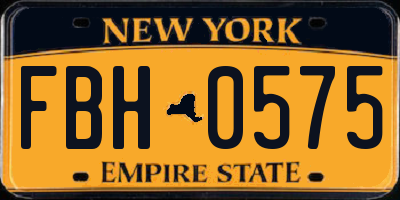 NY license plate FBH0575