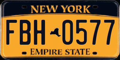 NY license plate FBH0577