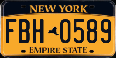 NY license plate FBH0589