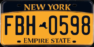 NY license plate FBH0598