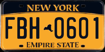 NY license plate FBH0601