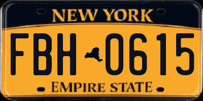 NY license plate FBH0615