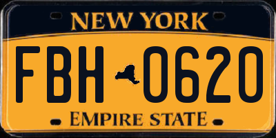 NY license plate FBH0620