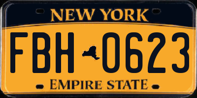 NY license plate FBH0623