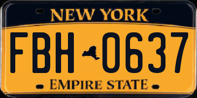 NY license plate FBH0637
