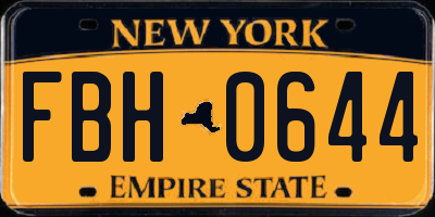 NY license plate FBH0644