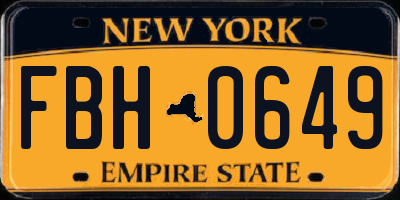 NY license plate FBH0649