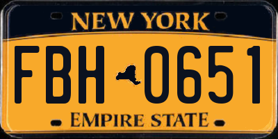NY license plate FBH0651
