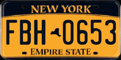 NY license plate FBH0653