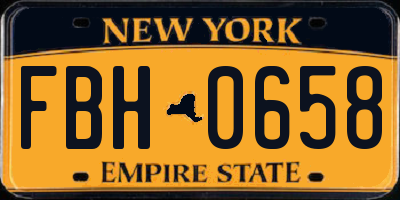NY license plate FBH0658