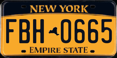 NY license plate FBH0665