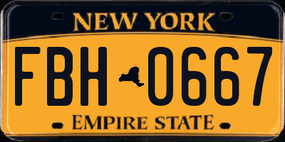 NY license plate FBH0667