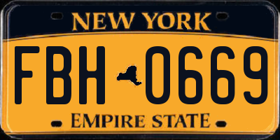 NY license plate FBH0669