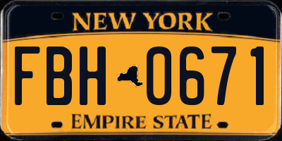 NY license plate FBH0671