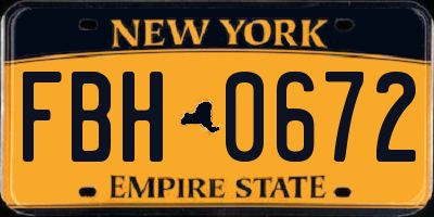 NY license plate FBH0672