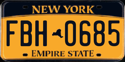 NY license plate FBH0685