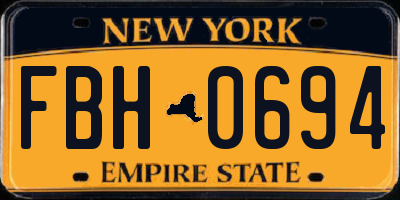 NY license plate FBH0694
