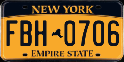 NY license plate FBH0706