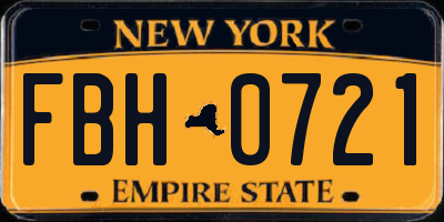 NY license plate FBH0721