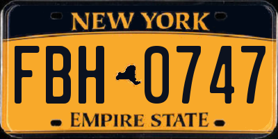 NY license plate FBH0747