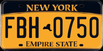 NY license plate FBH0750